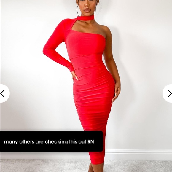 Red one sleeve midi dress - Picture 1 of 5
